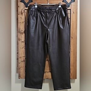 Reitmans Signature Dark Brown Vegan Leather High Waist Pants Size 16P